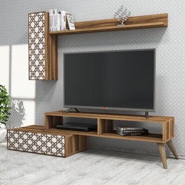 Hanah Home Mueble de TV Planet Nogal y Blanco
